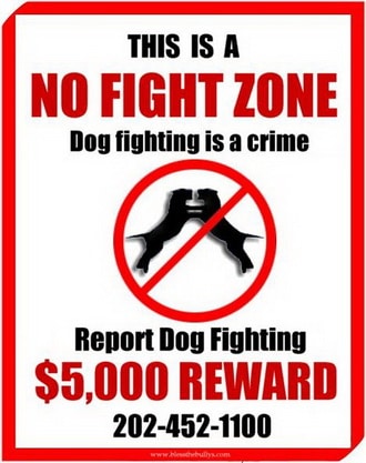 no dog fighting zone sign