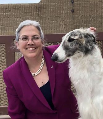 HowlinWolf Borzoi breeder from Missouri USA with her dog