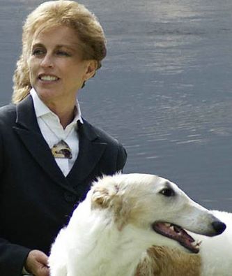 Radost Borzoi breeder from Nevada USA with her dog