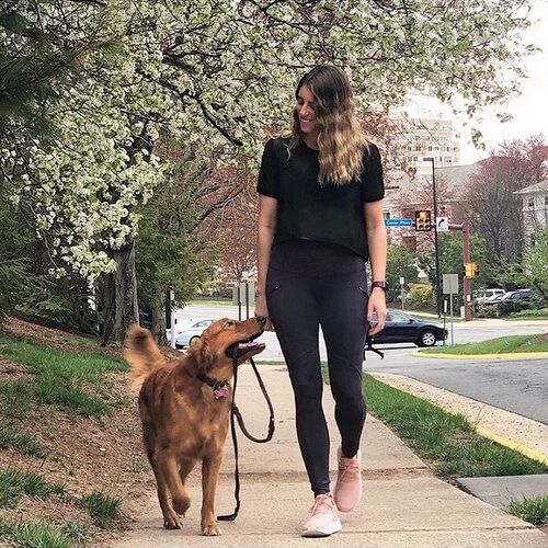 Dog trainer Daniela Carrera with a dog